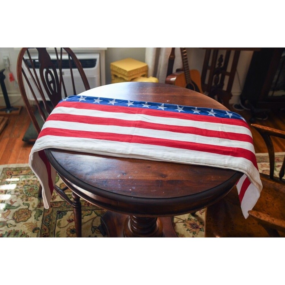 CRATE & BARREL Stars & Stripes American Flag 14”x90” TABLE RUNNER 4th of July